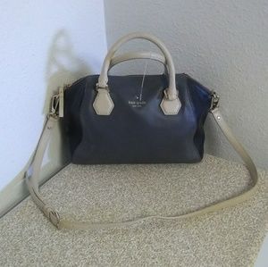 Kate Spade NY Black Gray Leather Medium Satchel.